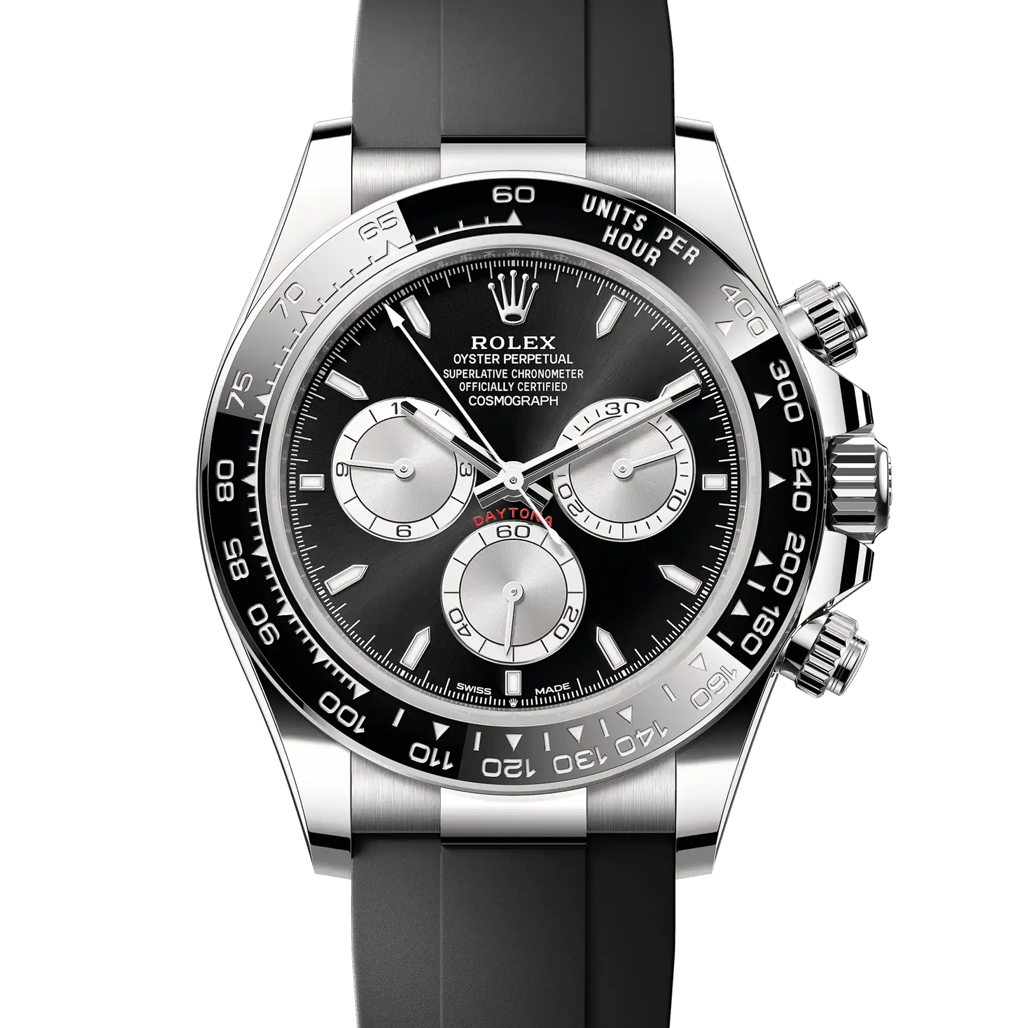 Rolex Daytona "Baby Le Mans" White Gold Black Steel Dial Oysterflex 126519LN