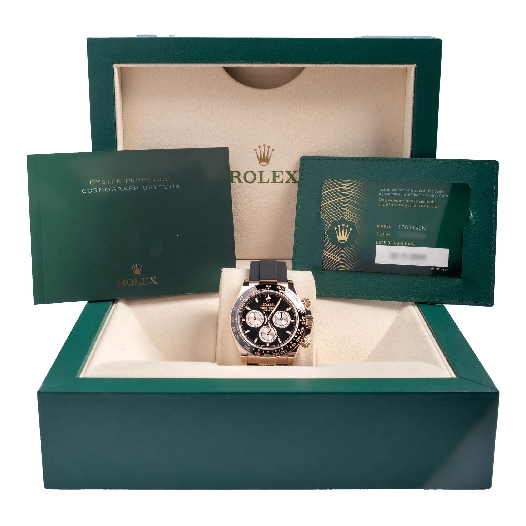 Rolex Daytona Black Sundust Dial Oysterflex 126515LN - Set
