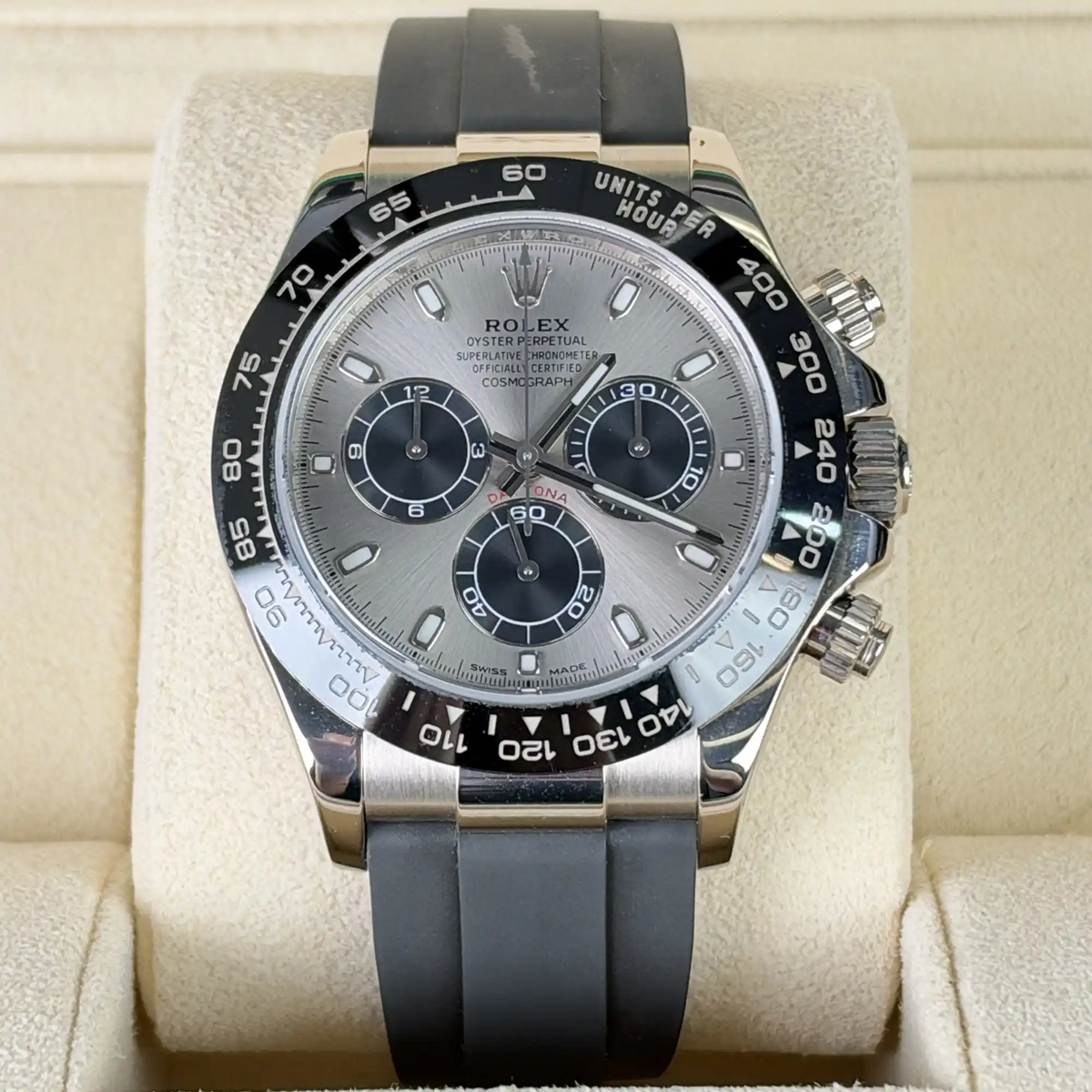 Rolex Daytona "Ghost" Silver Dial White Gold Oysterflex 116519LN - 2020 Retail Ready - Front
