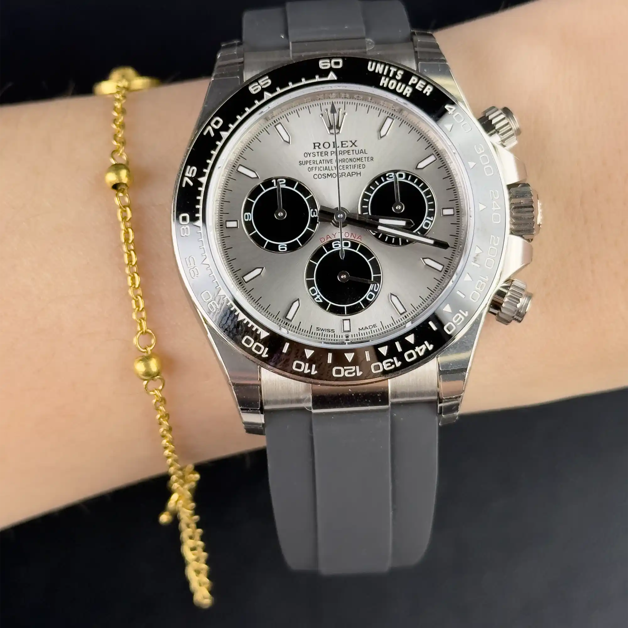 Rolex Daytona "Ghost" Silver Dial White Gold Oysterflex 126519 - Wrist