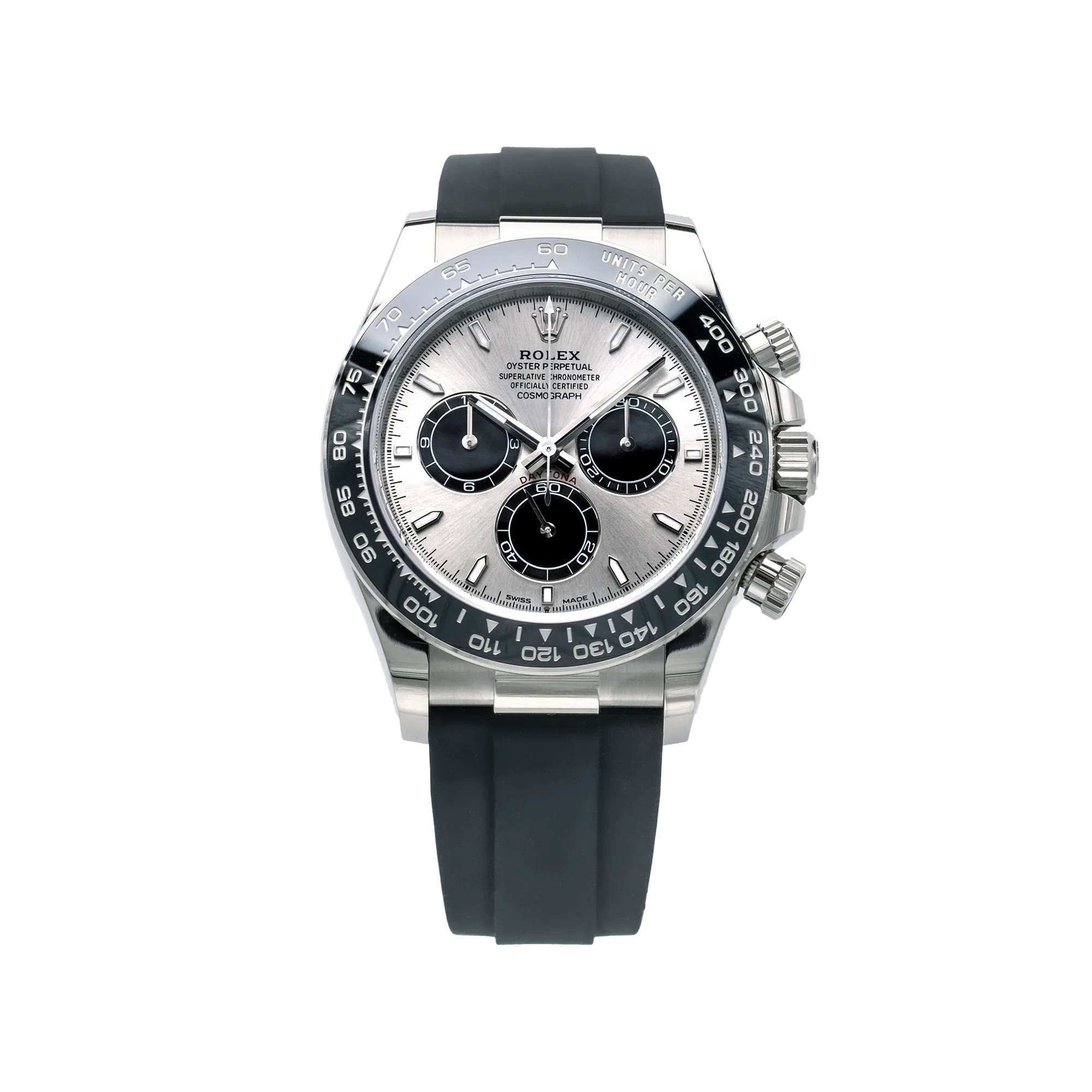 Rolex Daytona "Ghost" White Gold Steel Black Dial Oysterflex 126519- Front