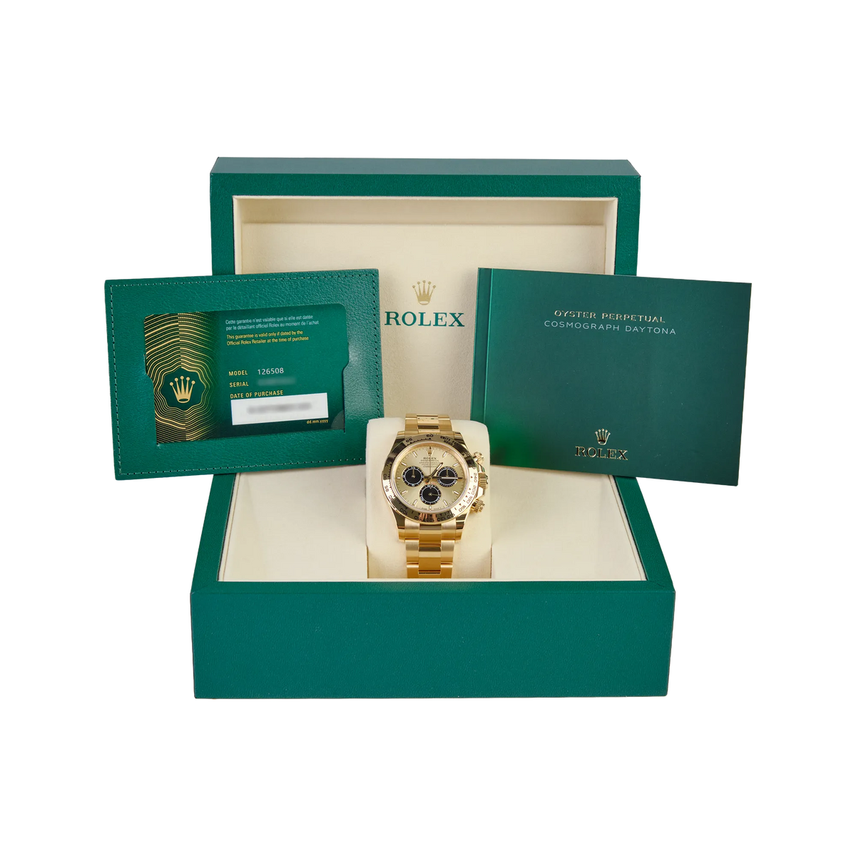 Rolex Daytona Golden Black Dial Yellow Gold Oyster 126508 - Set