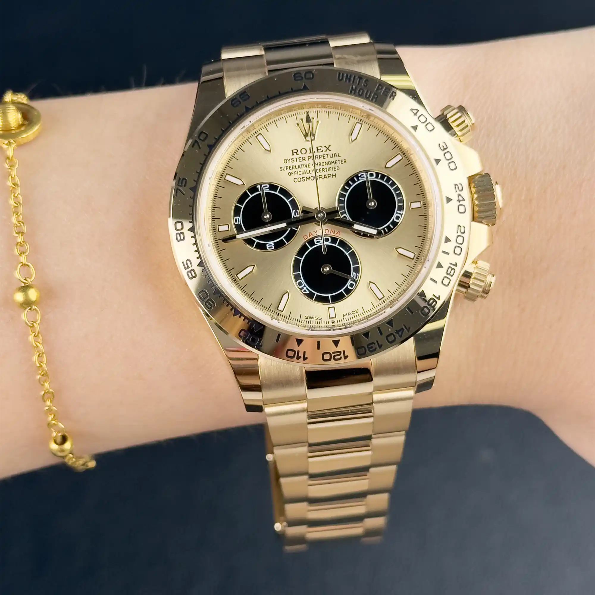 Rolex Daytona Golden Black Dial Yellow Gold Oyster 126508 - Wrist