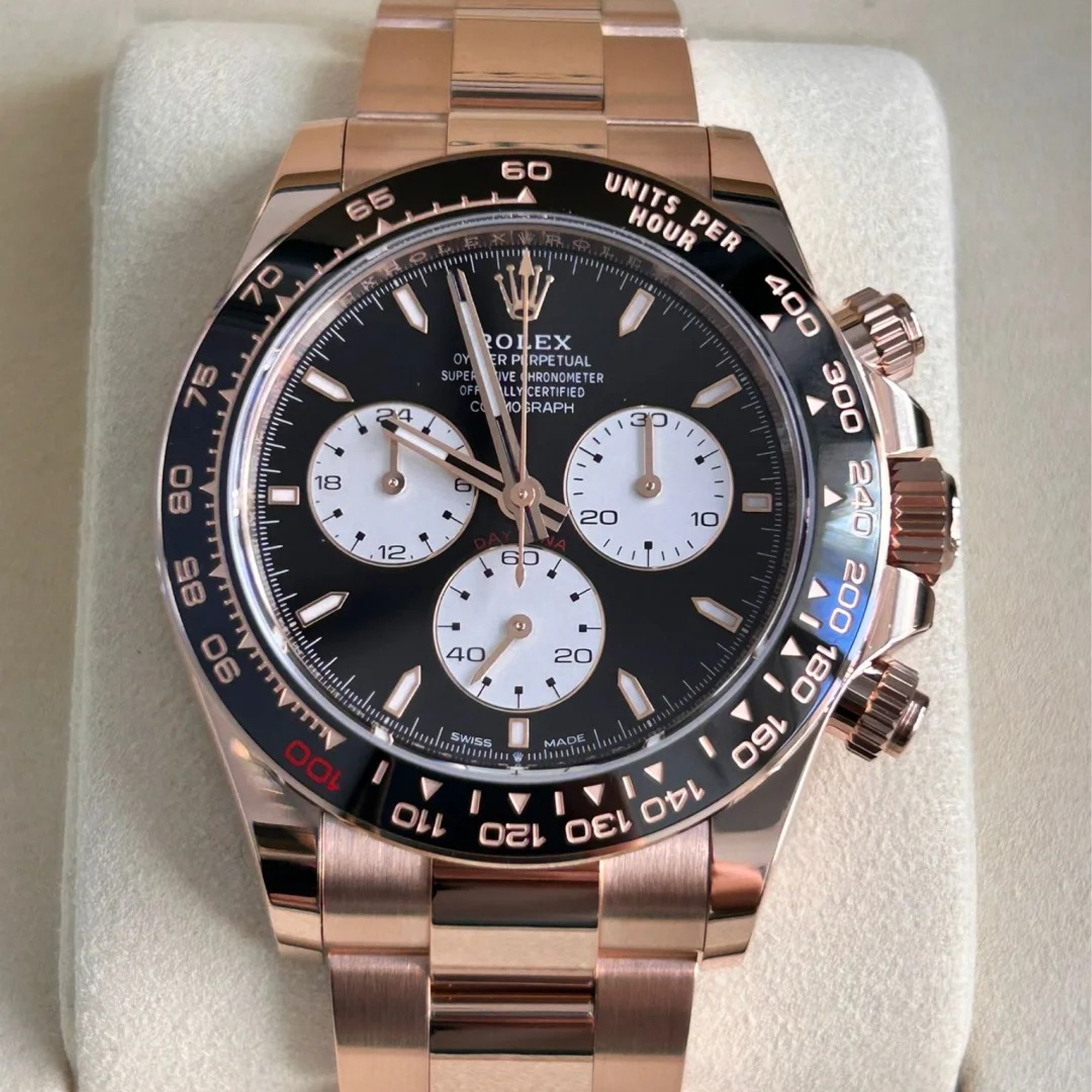 Rolex Daytona "Le Mans" 100th Anniversary Rose Gold Black Ceramic 126525LN - Front