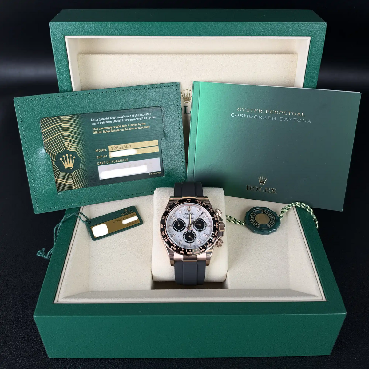 Rolex Daytona Meteorite Dial Everose Gold Oysterflex 126515LN - 2026 Unworn - Set