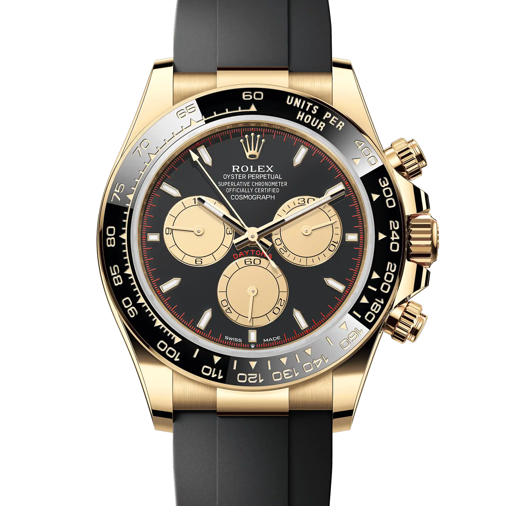 Rolex Daytona "Paul Newman" Yellow Gold Black Dial Oysterflex 126518