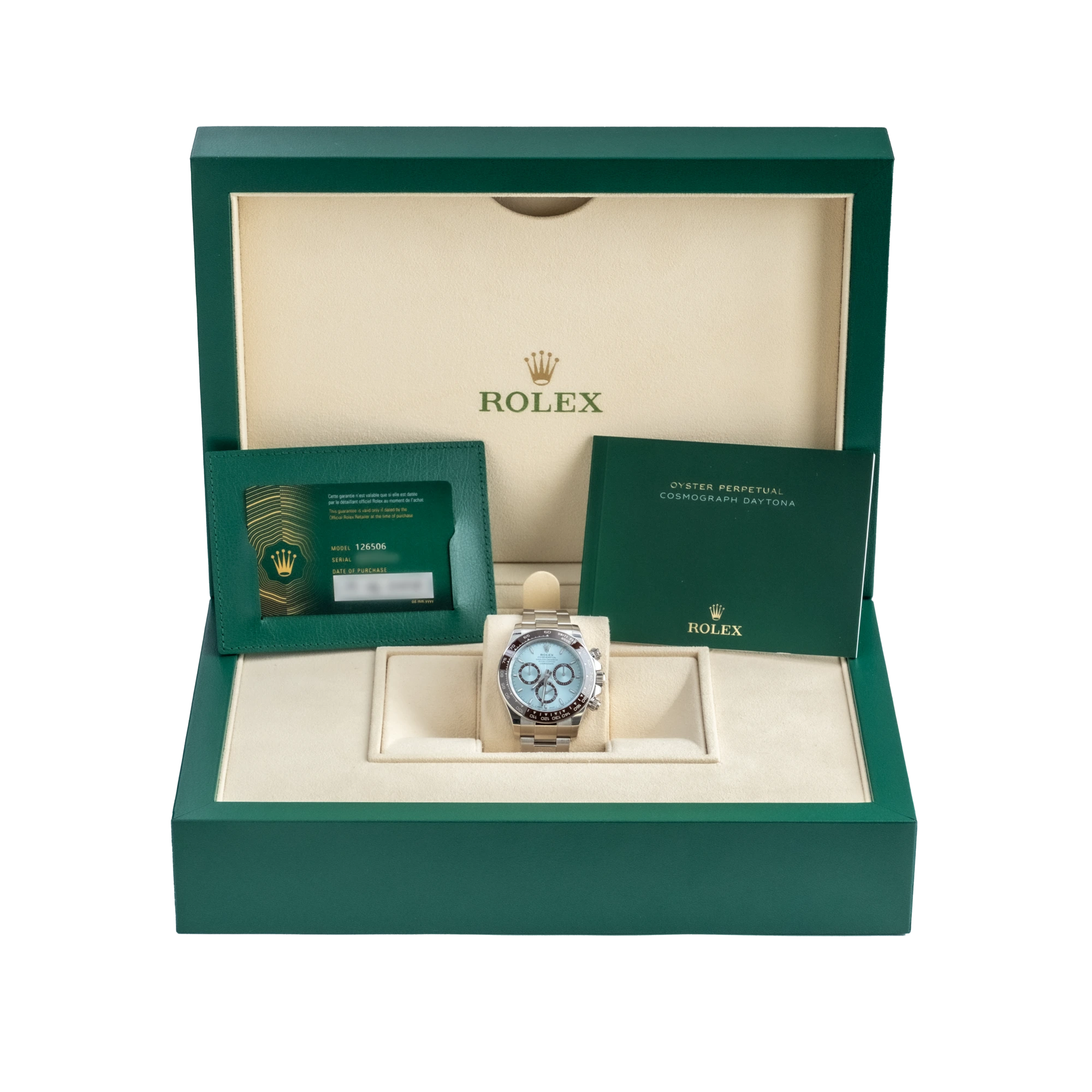 Rolex Daytona Platinum Ice Blue Dial Oyster 126506 - Full set