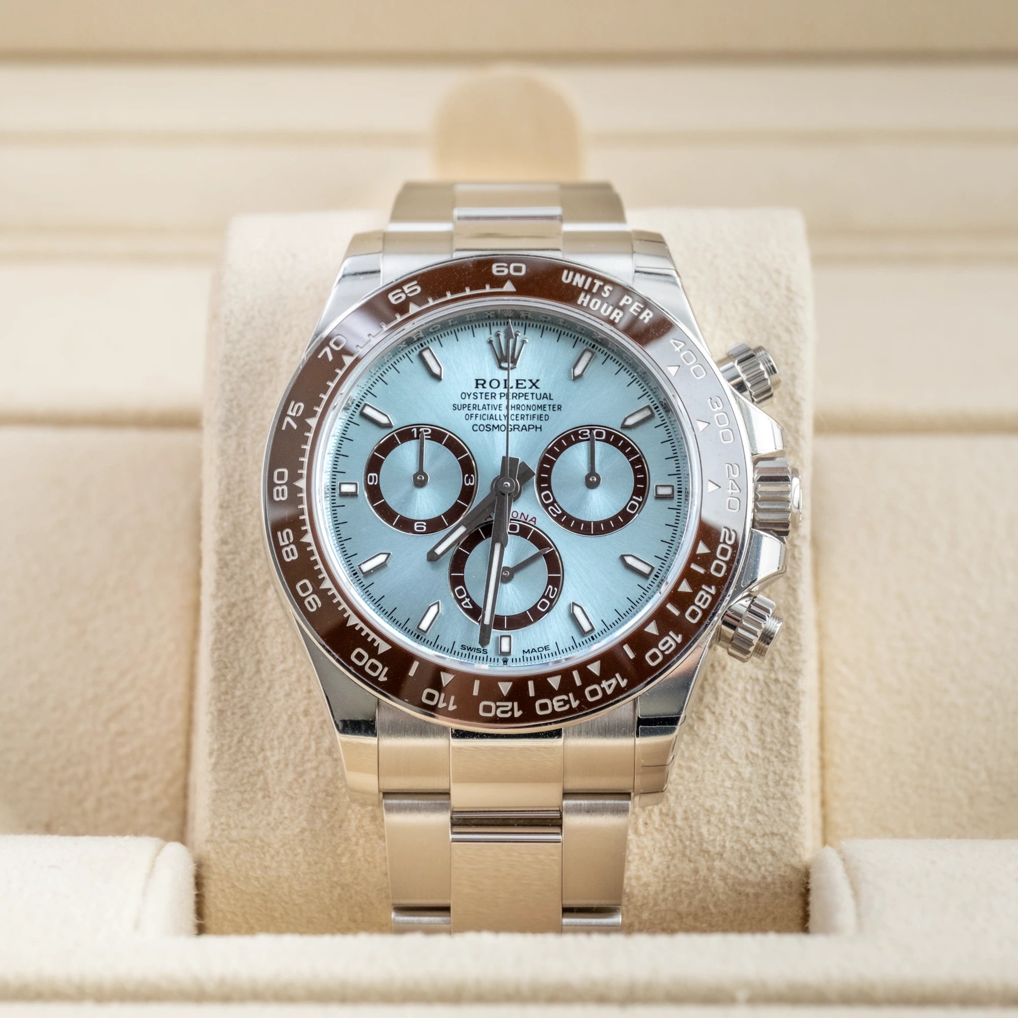 Rolex Daytona Platinum Ice Blue Dial Oyster 126506 - In box