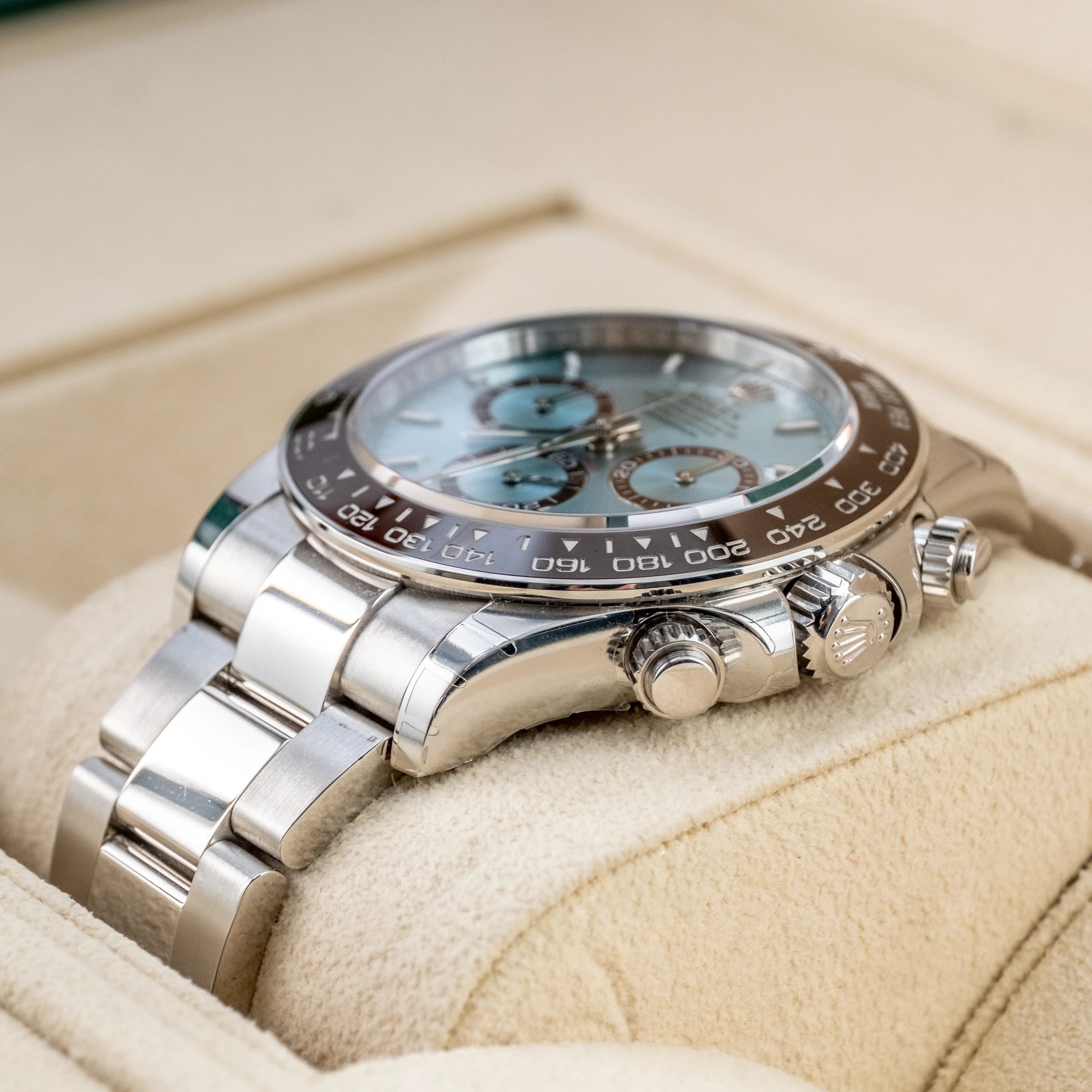 Rolex Daytona Platinum Ice Blue Dial Oyster 126506 - Right