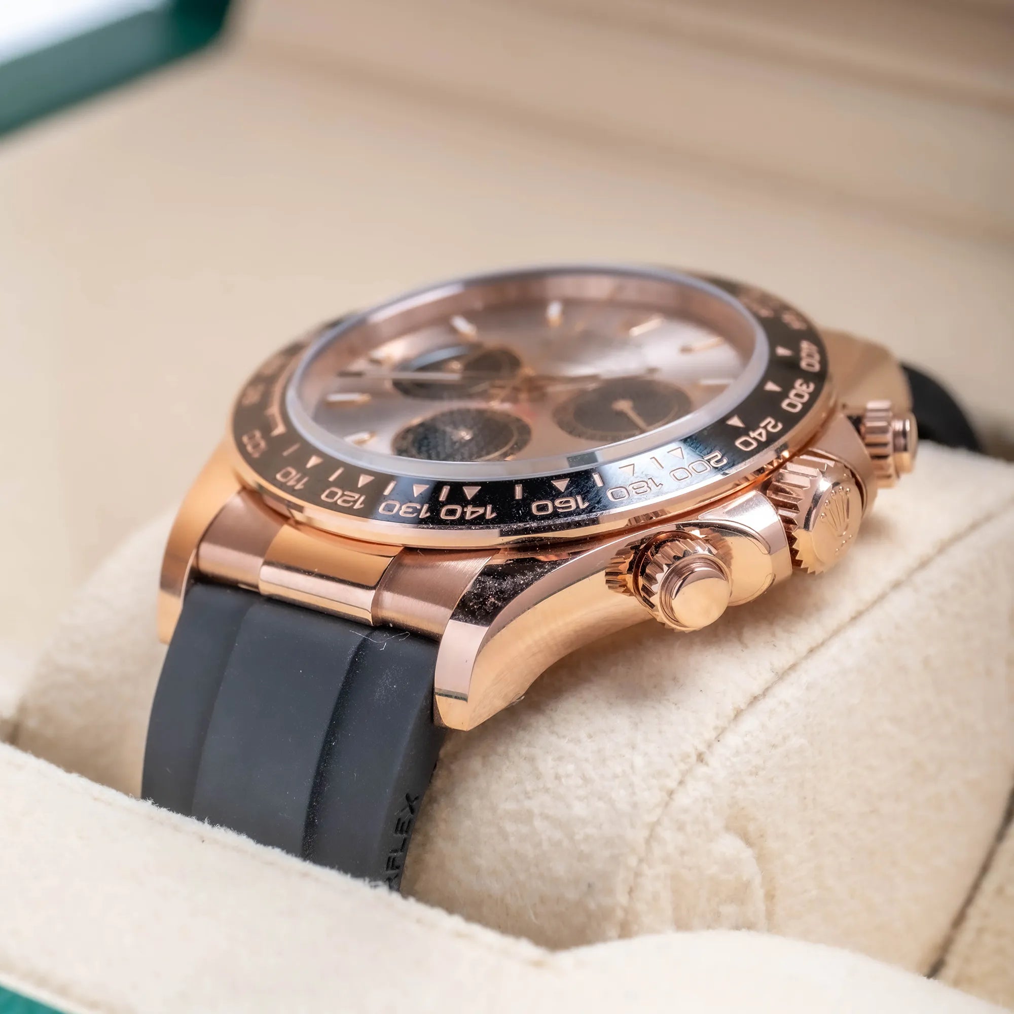 Rolex Daytona Sundust Dial Everose Gold Oysterflex 126515LN - Crown