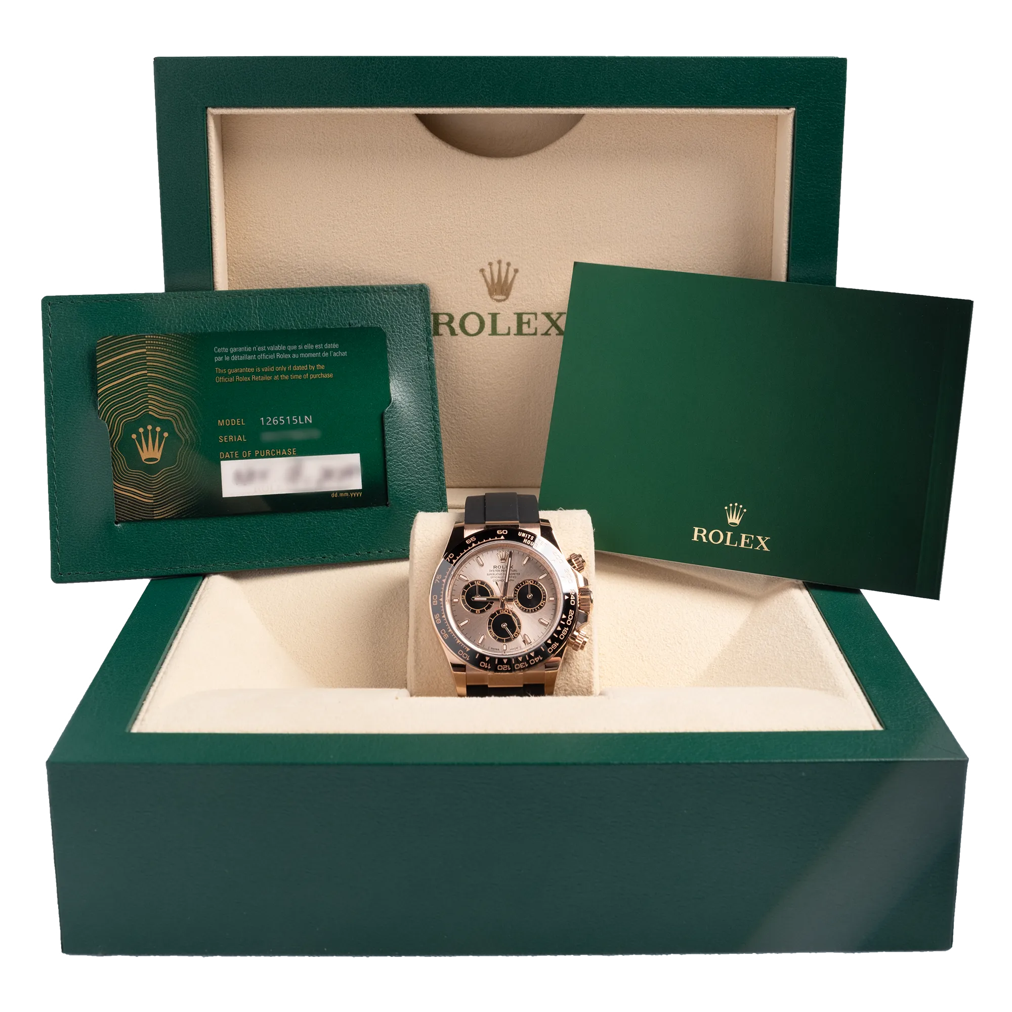 Rolex Daytona Sundust Dial Everose Gold Oysterflex 126515LN - Full set