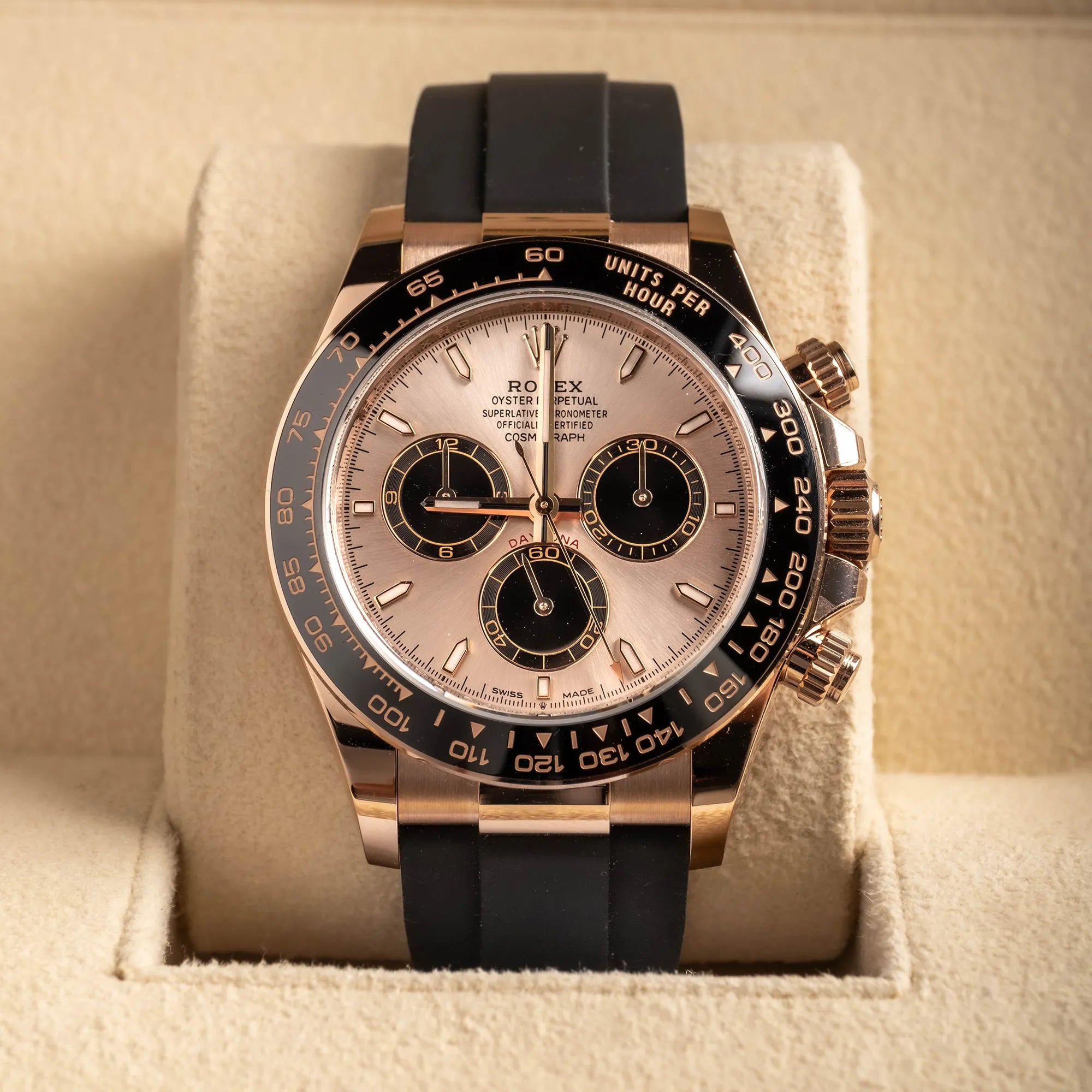 Rolex Daytona Sundust Dial Everose Gold Oysterflex 126515LN - In box