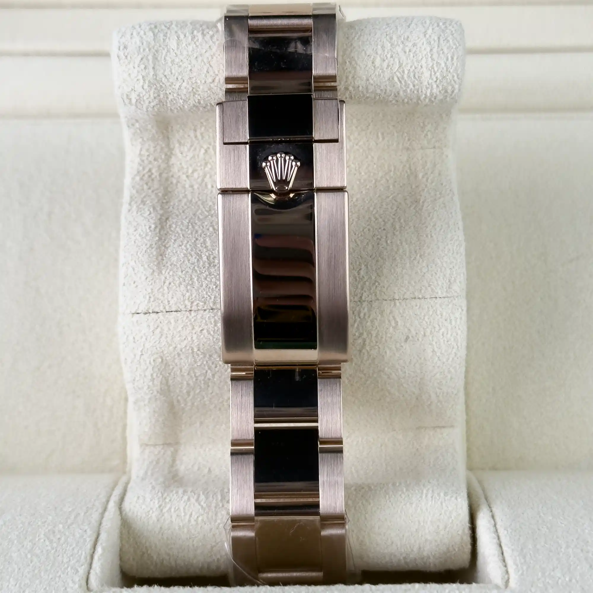 Rolex GMT Master II Black Dial Sapphire Emerald Bezel Rose Gold 126755SARU - 2022 Retail Ready - Clasp