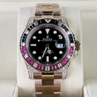 Rolex GMT Master II Black Dial Sapphire Emerald Bezel Rose Gold 126755SARU - 2022 Retail Ready - Front