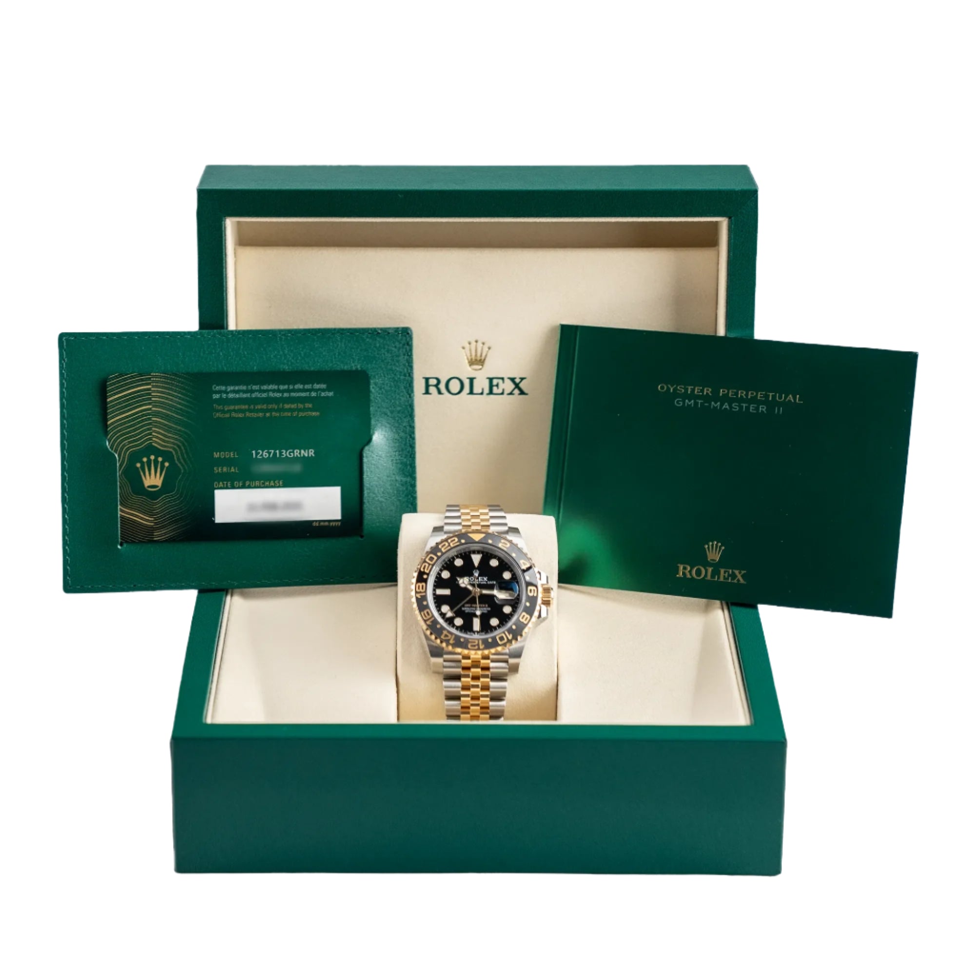 Rolex_GMT_Master_II_Zombie_Bumblebee_126713GRNR_Two_Tone_Yellow_Gold_Jubilee - Set