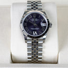 Rolex Lady Datejust 31 Aubergine Purple Roman Diamond Oystersteel White Gold Jubilee 278274 - Wrist