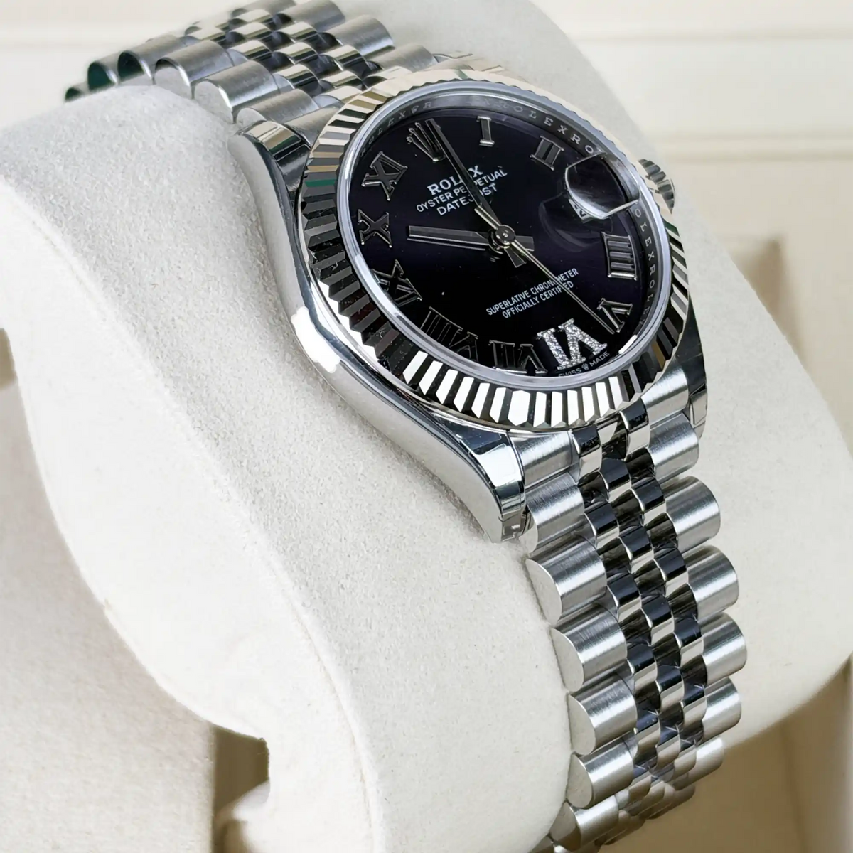 Rolex Lady Datejust 31 Aubergine Purple Roman Diamond Oystersteel White Gold Jubilee 278274 - Side 1