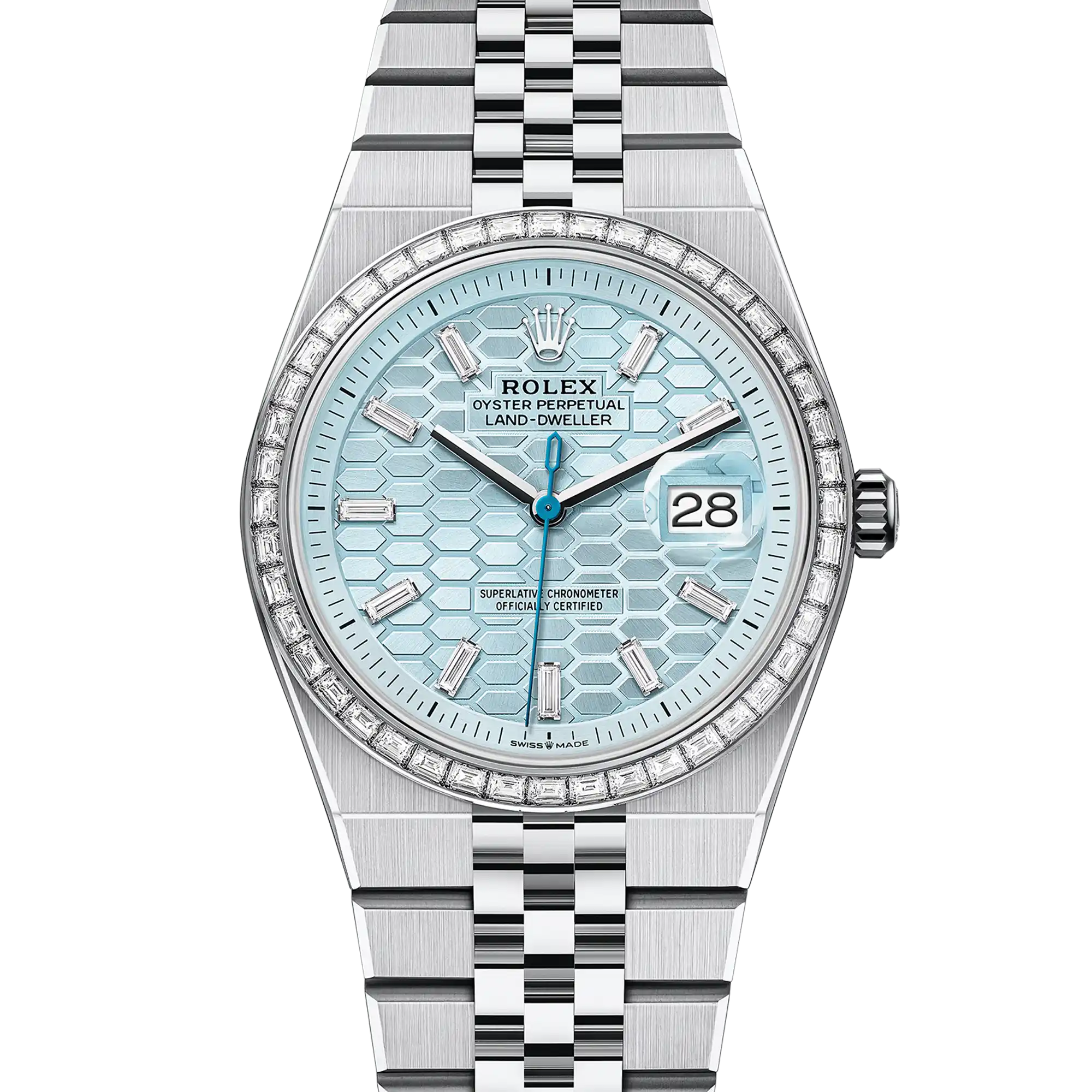 Rolex Land Dweller 36 Platinum Ice Blue Diamond Dial Flat Jubilee 127286TBR – 2025 New Release