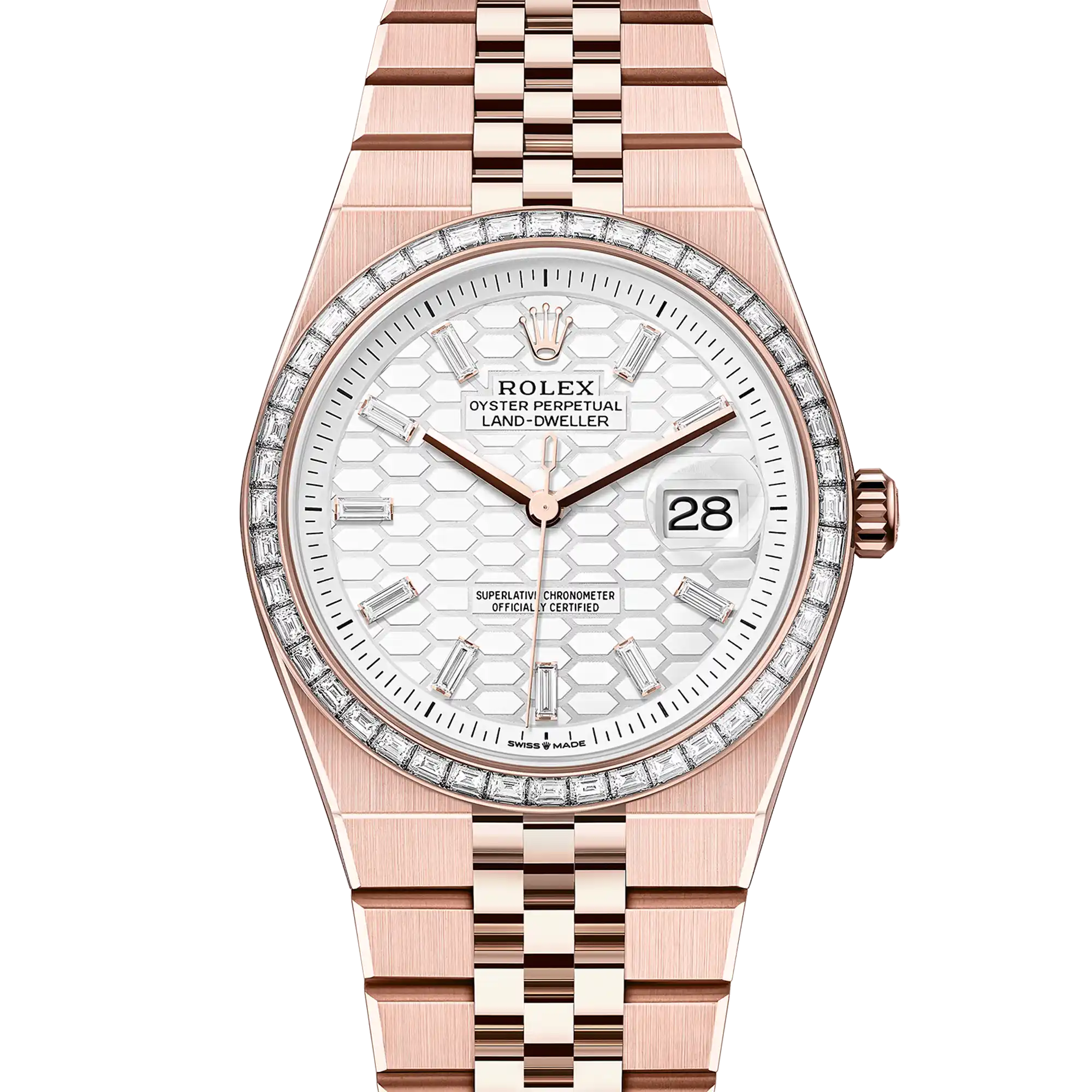 Rolex Land Dweller 36 Rose Gold White Diamond Dial Flat Jubilee 127285TBR - 2025 New Release