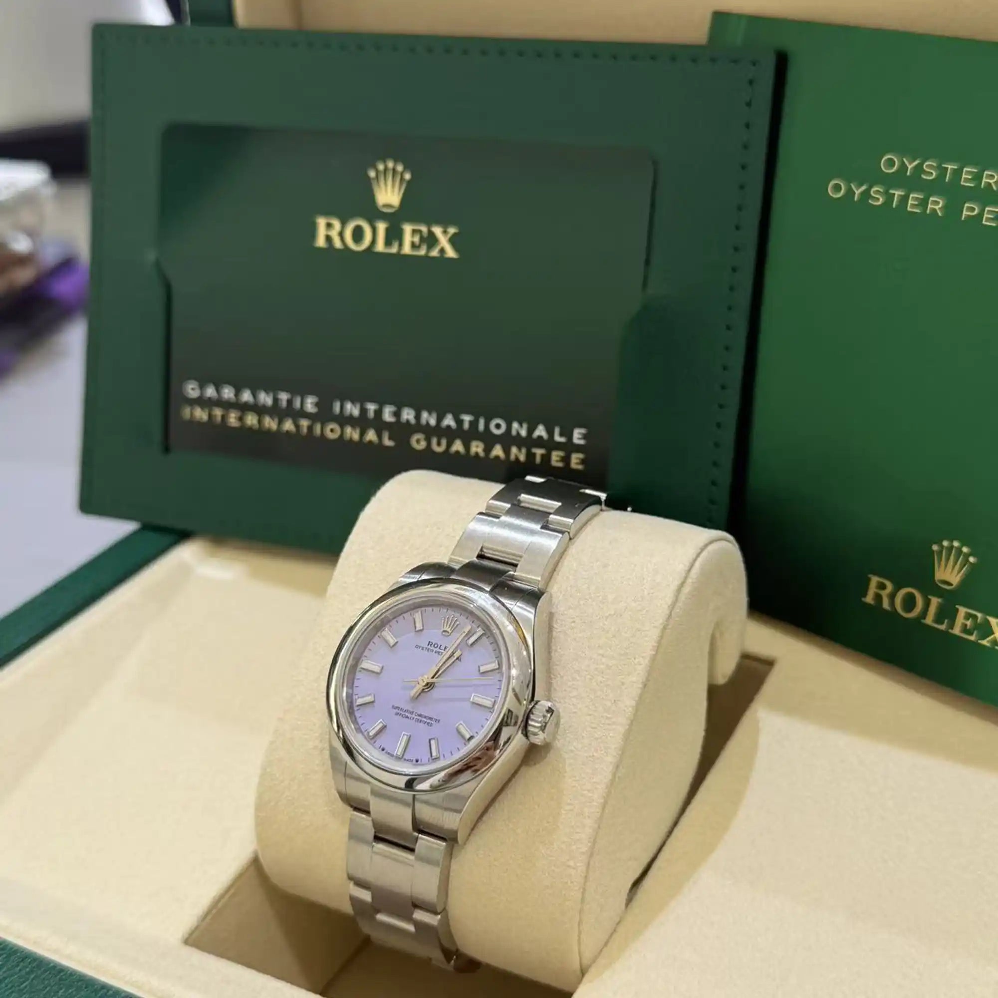 Rolex Oyster Perpetual 28 Lavender Dial 276200 - Crown
