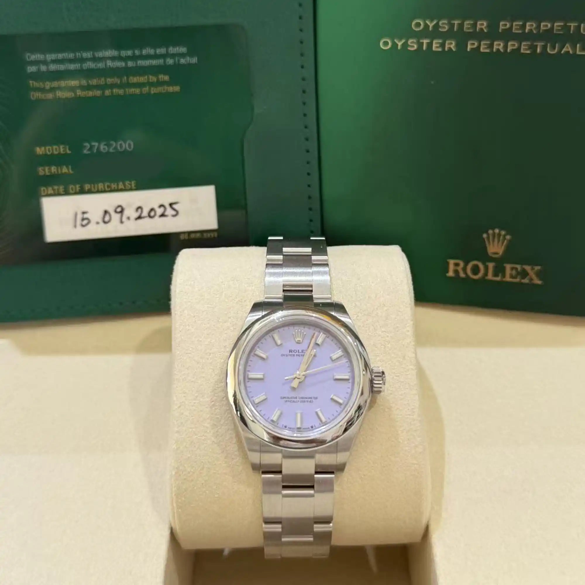 Rolex Oyster Perpetual 28 Lavender Dial 276200 - Full set