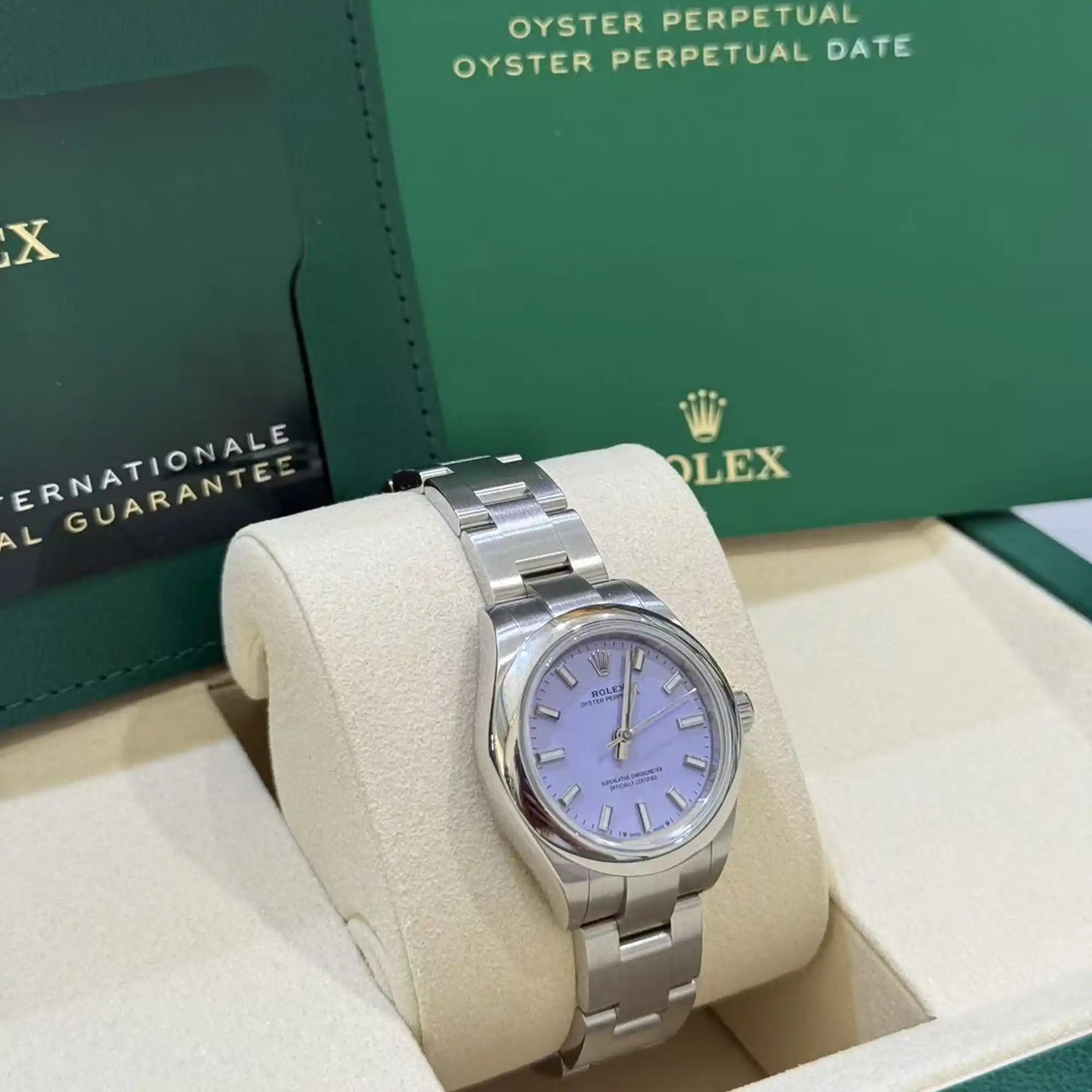 Rolex Oyster Perpetual 28 Lavender Dial 276200 - Side