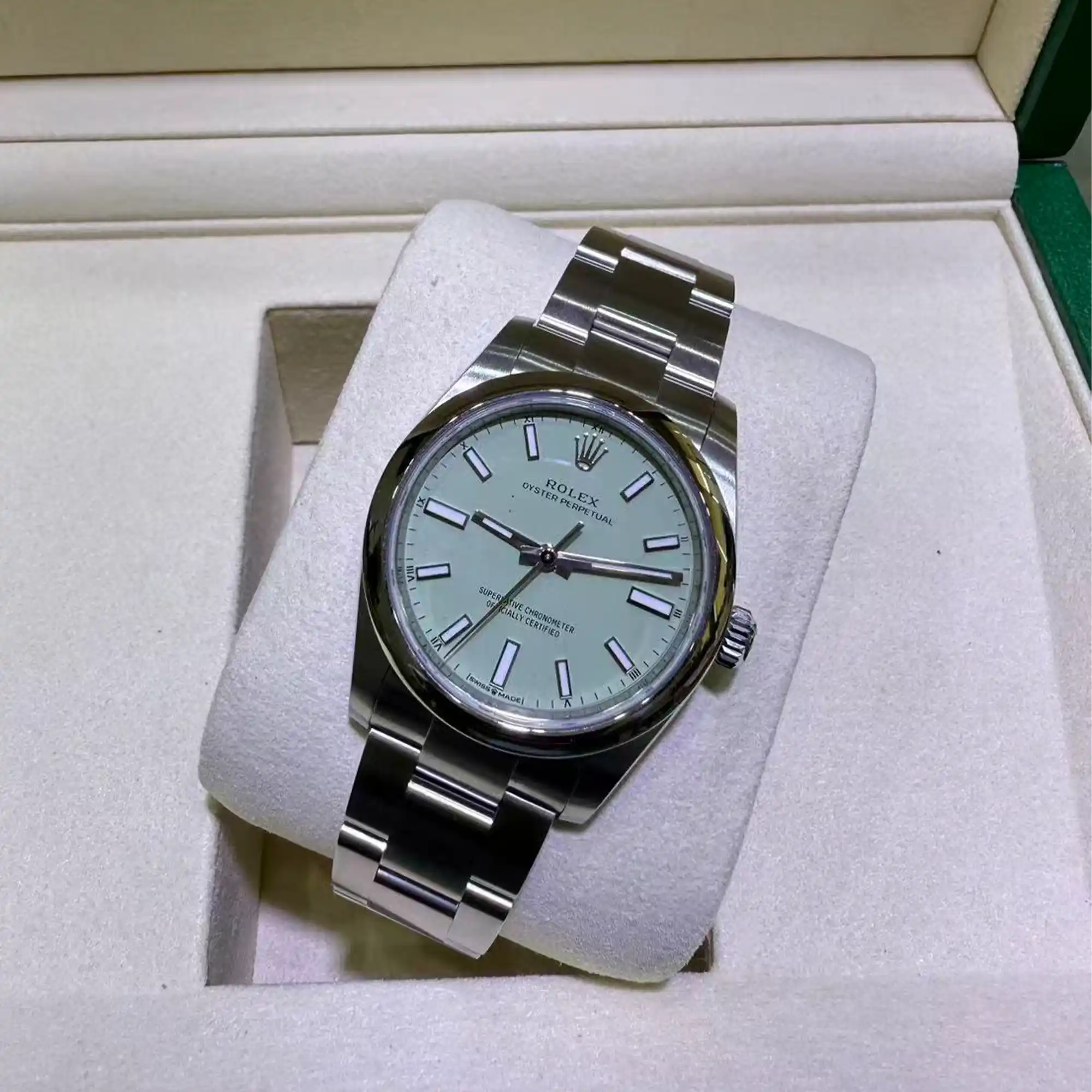 Rolex Oyster Perpetual 34 Pistachio Green Dial 124200 - Top