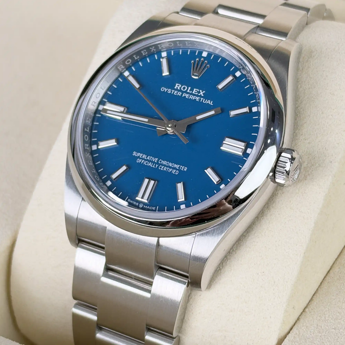 Rolex Oyster Perpetual 36 Med Blue Dial 126000 - Right