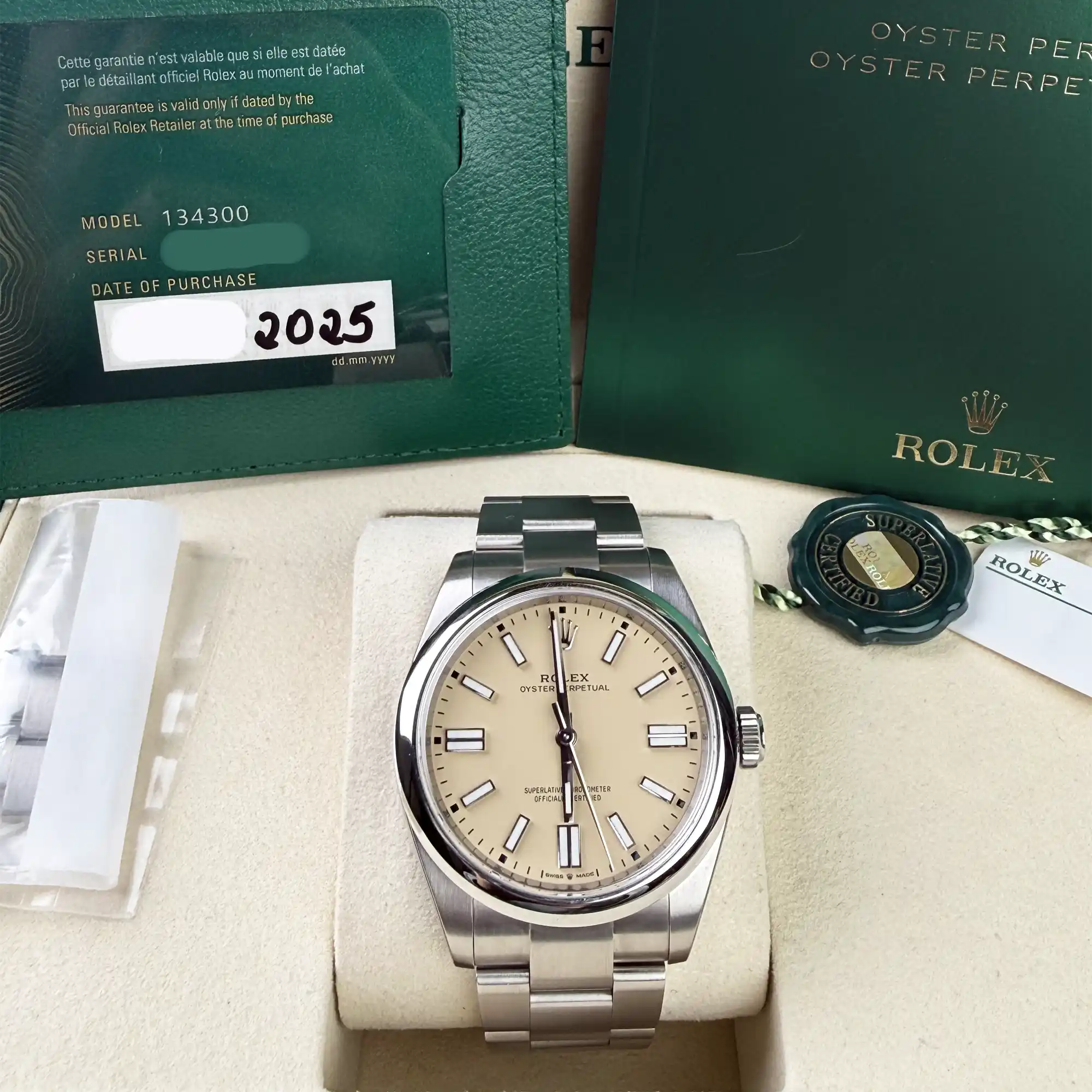 Rolex Oyster Perpetual 41 Beige Dial 134300 - Pre-Owned - Set