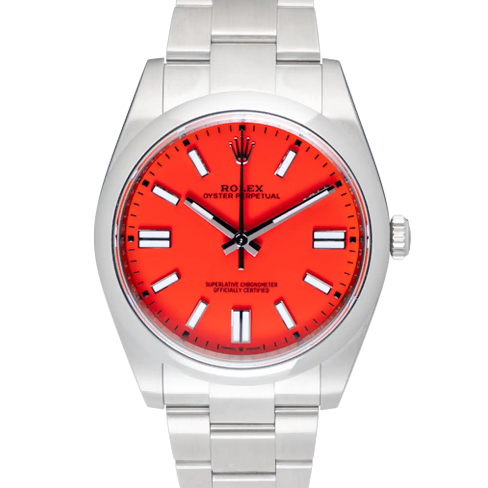 Rolex Oyster Perpetual 41 Coral Red Dial 124300 - Pre-Owned
