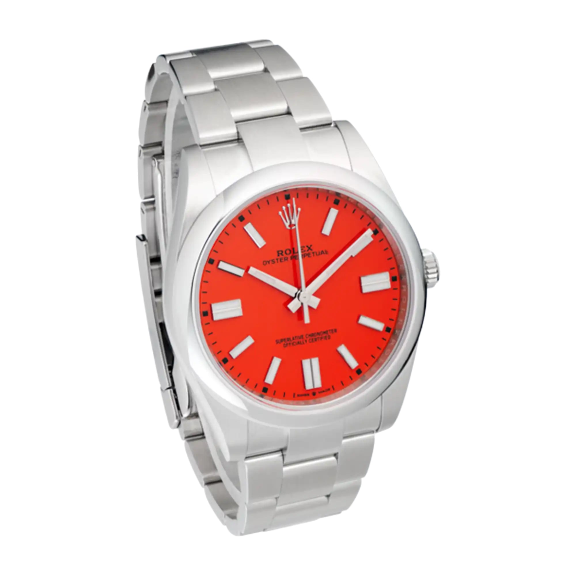 Rolex Oyster Perpetual 41 Coral Red Dial 124300 - Pre-Owned - Side