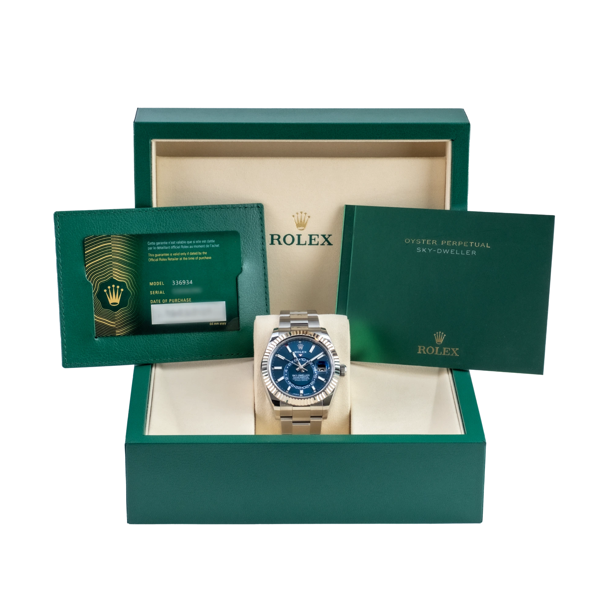 Rolex Sky Dweller Blue Dial Oystersteel and White Gold Oyster 336934 - Full set