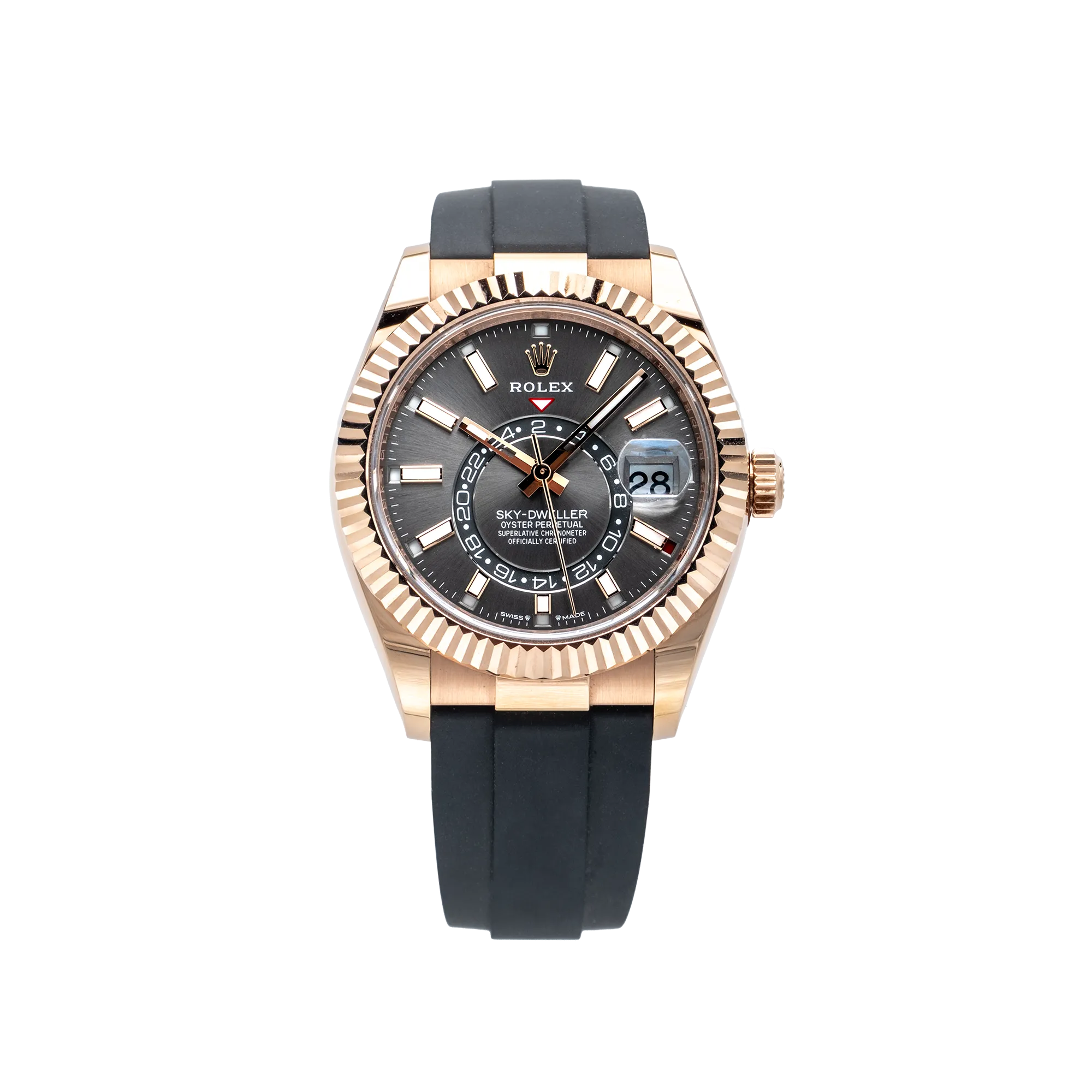 Rolex Sky Dweller Slate Rose Gold Oysterflex 336235 - Front