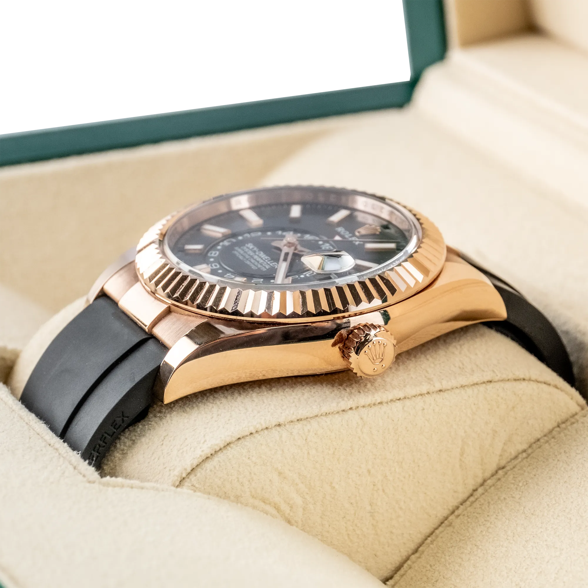 Rolex Sky Dweller Slate Rose Gold Oysterflex 336235 - Right