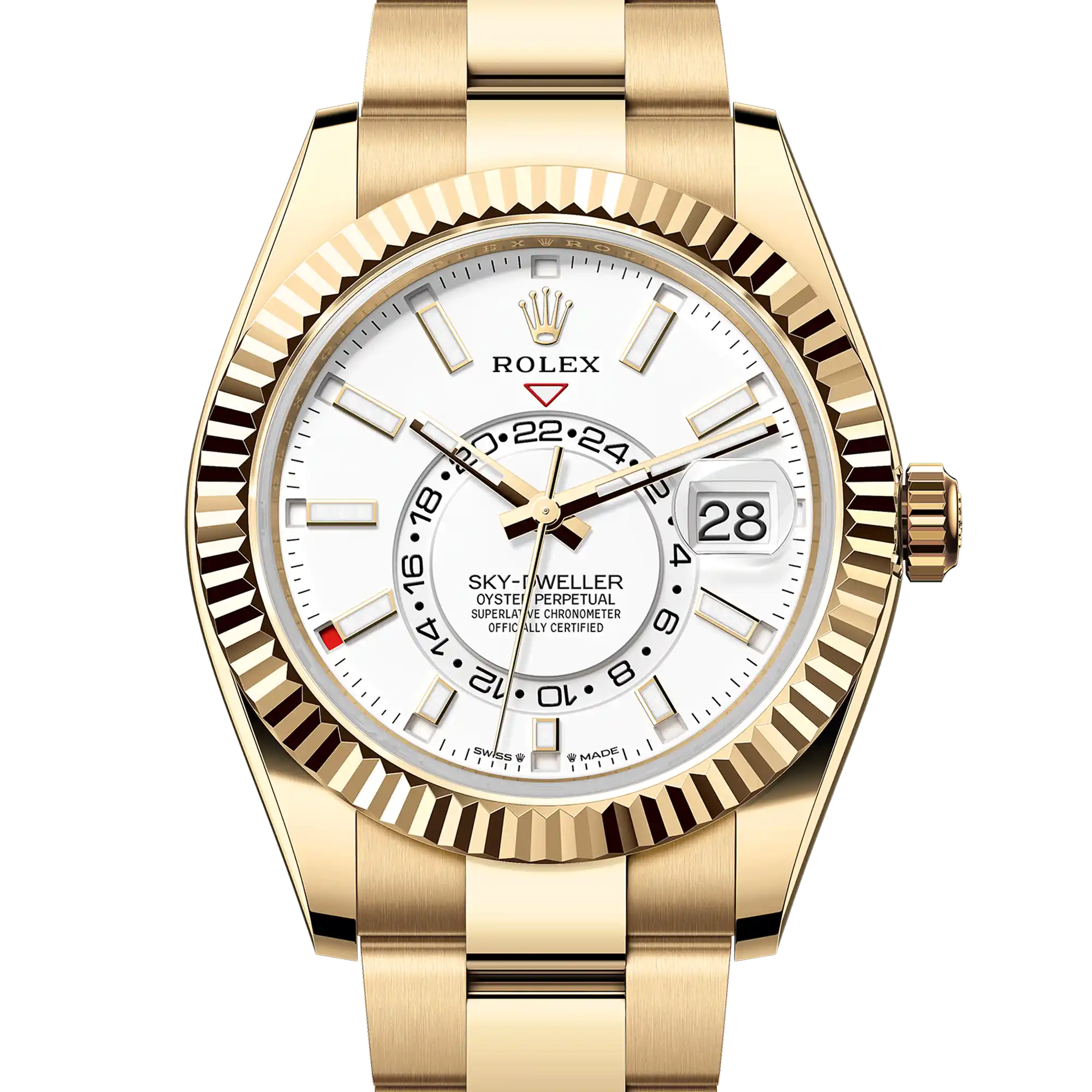 Rolex Sky Dweller White Dial Yellow Gold Oyster 336938