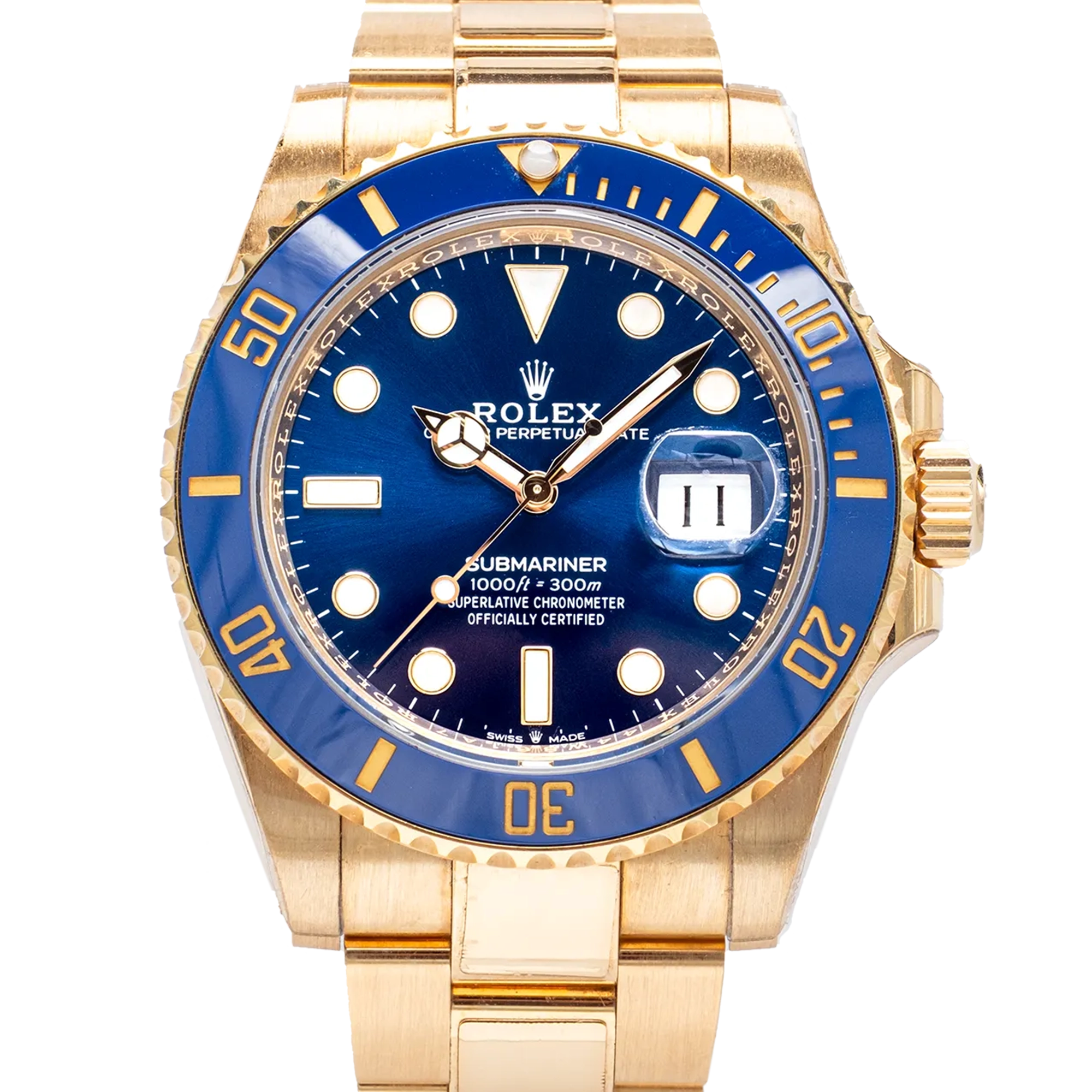 Rolex Submariner "Bluesy" Yellow Gold 126618LB - Close front