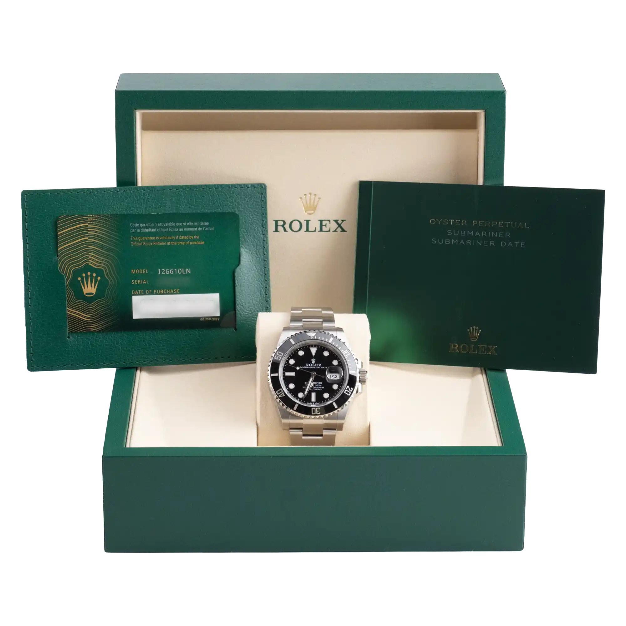 Rolex Submariner Date Stainless Steel Black Dial Black Bezel 126610LN - Full set