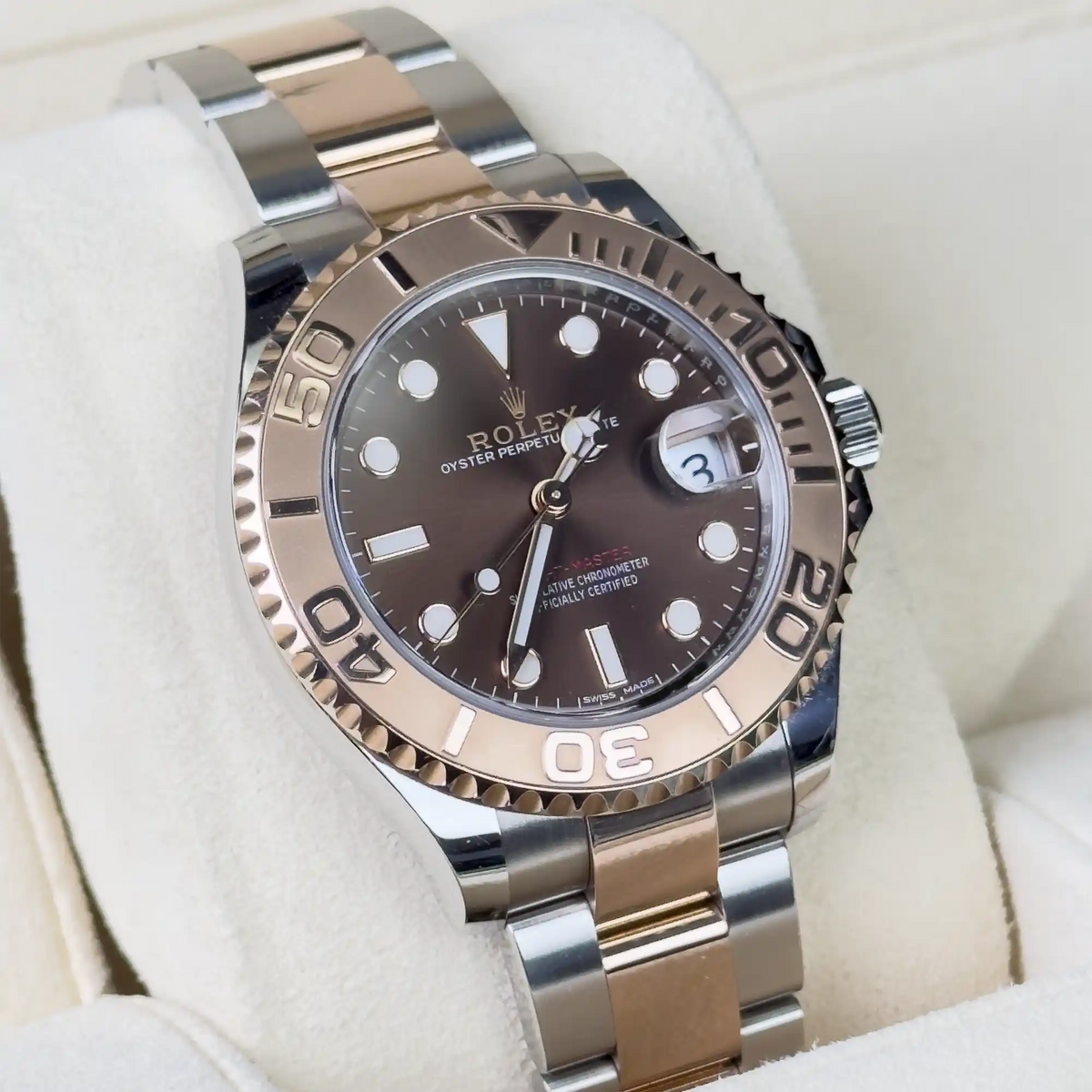 Rolex Yacht-Master 37 Chocolate Dial Oystersteel and Everose Gold 268621 - 2017 Pre-Owned Mint - Left