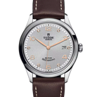 Tudor 1926 Silver Dial 6 Diamonds 39mm Brown Leather Strap Steel 91550-0007