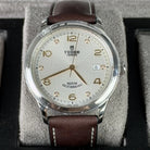 Tudor 1926 Silver Dial 6 Diamonds 39mm Brown Leather Strap Steel 91550-0007 - Front