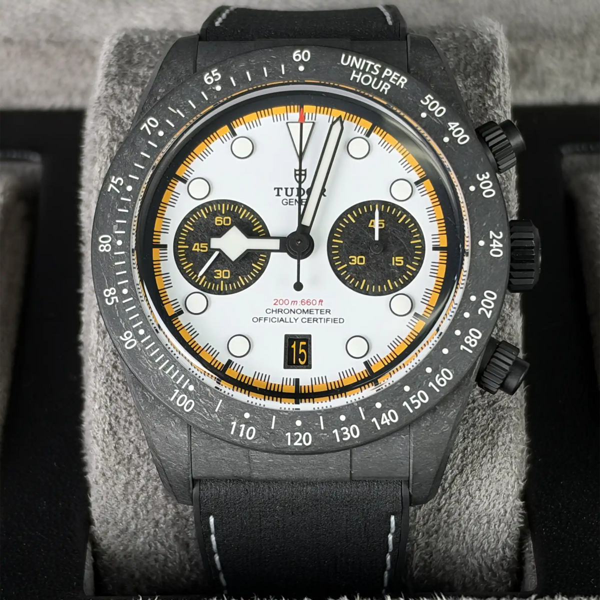 Tudor Black Bay Chronograph “Carbon 26” White Dial 42mm Black Strap 79377KN-0003 - Front