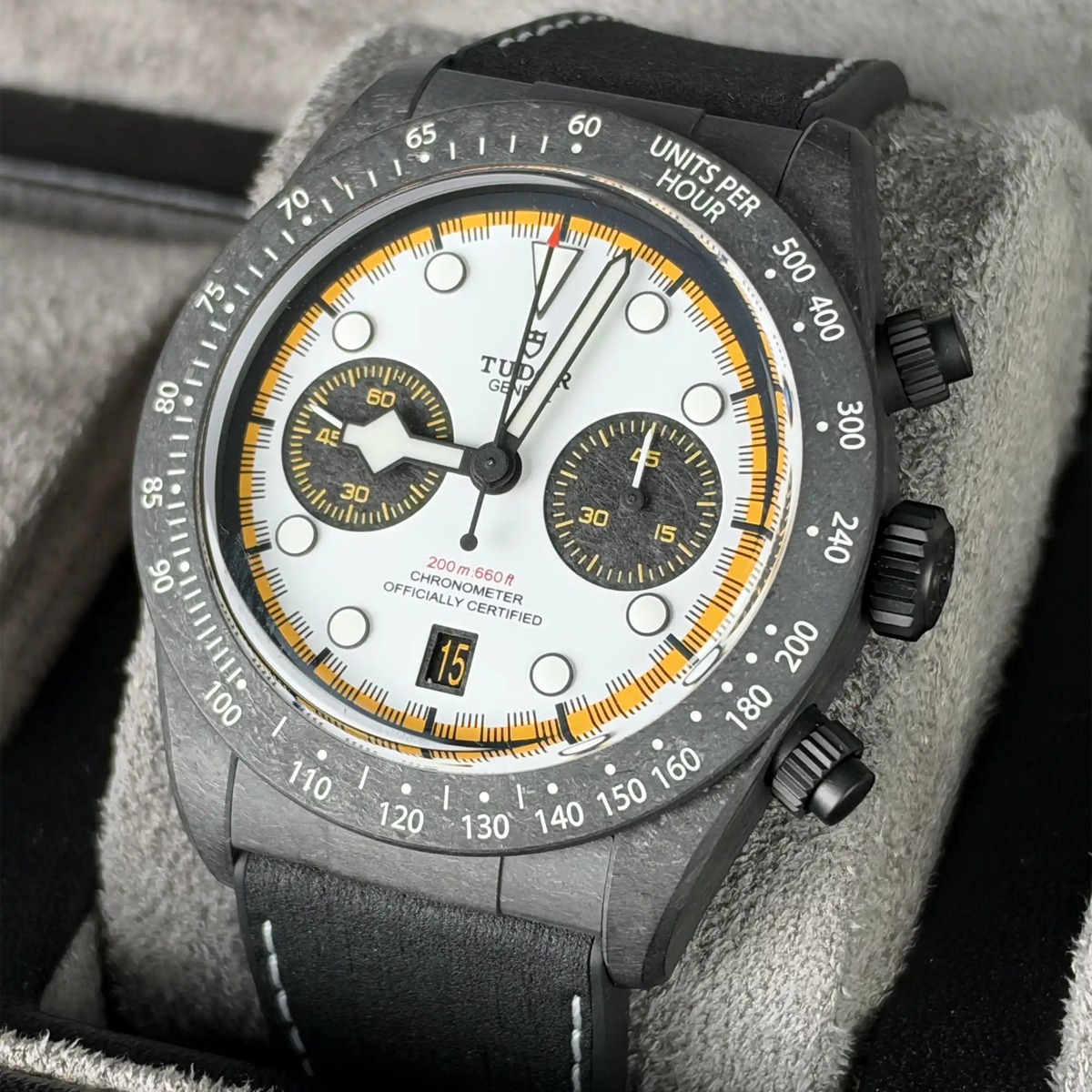 Tudor Black Bay Chronograph “Carbon 26” White Dial 42mm Black Strap 79377KN-0003 - Right