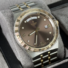 Tudor Royal 41mm Chocolate Brown Dial Day-Date Diamond Dial Steel Yellow Gold 28603-0008 - Left