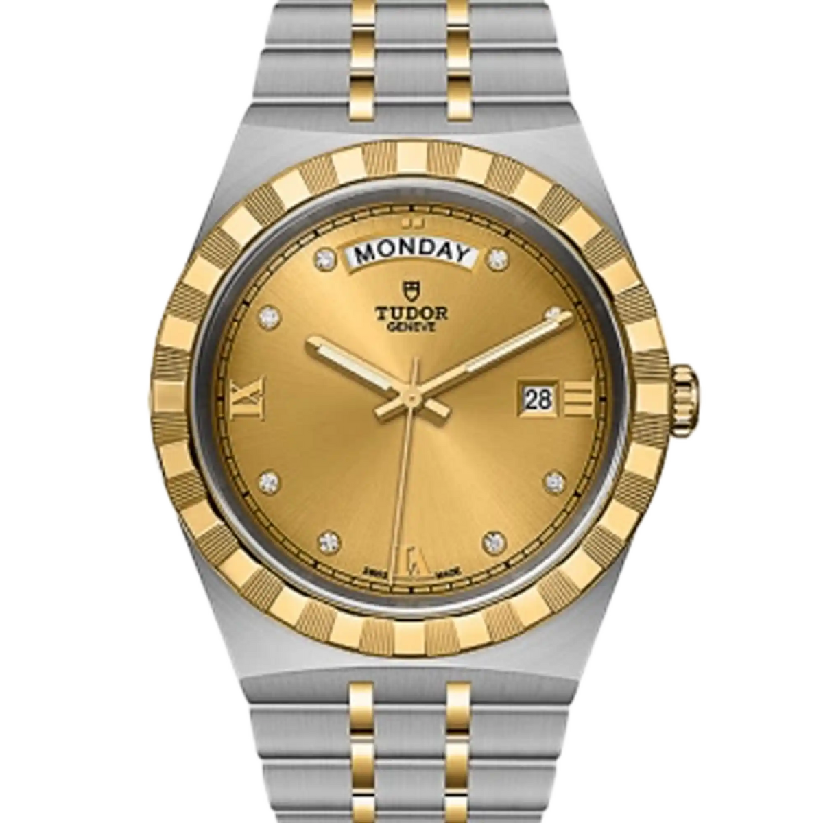 Tudor Royal Champagne Dial Day-Date Diamond Dial 41mm Steel Yellow Gold 28603-0006