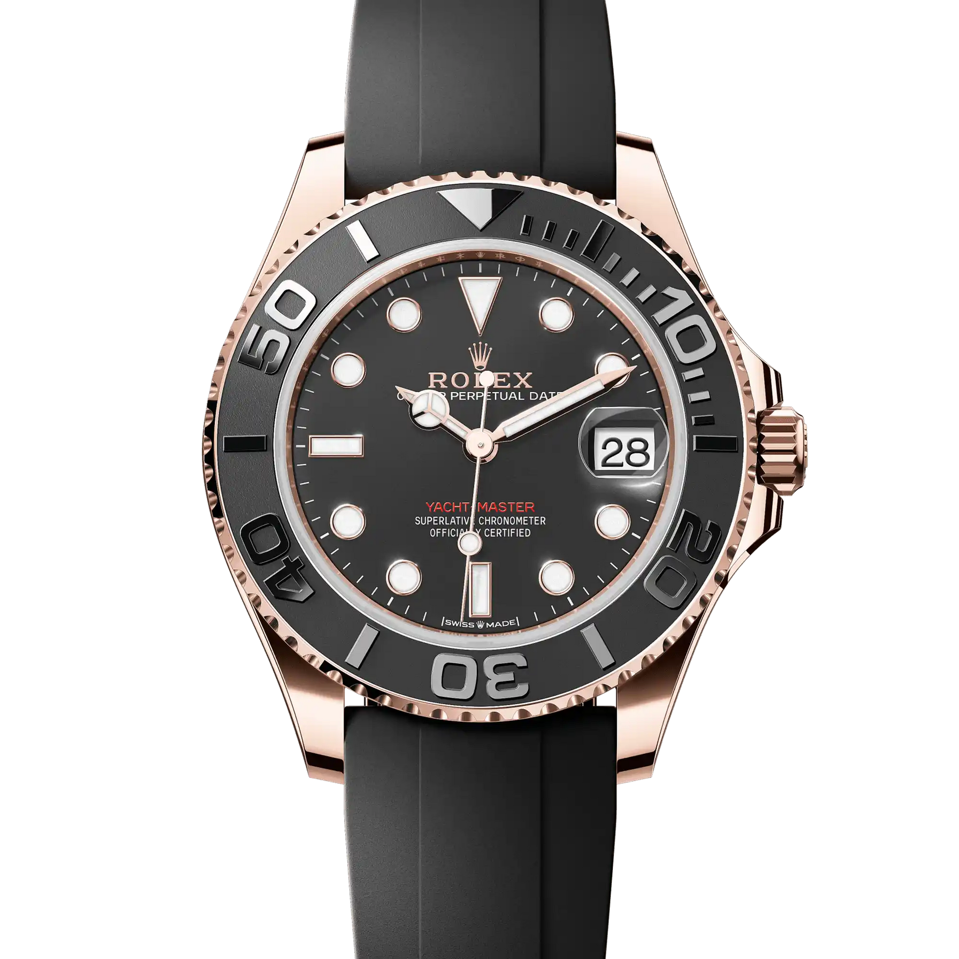 Rolex Yacht-Master 37 Black Dial Rose Gold Oysterflex 268655