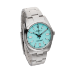 Rolex Oyster Perpetual 41 Ref. 124300 Turquoise Blue Dial Color Watch Side View 1