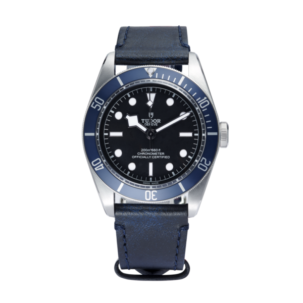 Tudor Black Bay Blue 79230b Black Dial Watch Front View 1