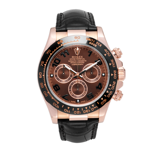 Rolex Cosmograph Daytona Discontinued Chocolate Arabic Dial Ref. 116515 Watch Front View 1