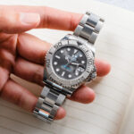 Rolex Yacht-master Rolesium 37 Mm Ref. 268622 Slate Dial Color Watch In Hand Top View