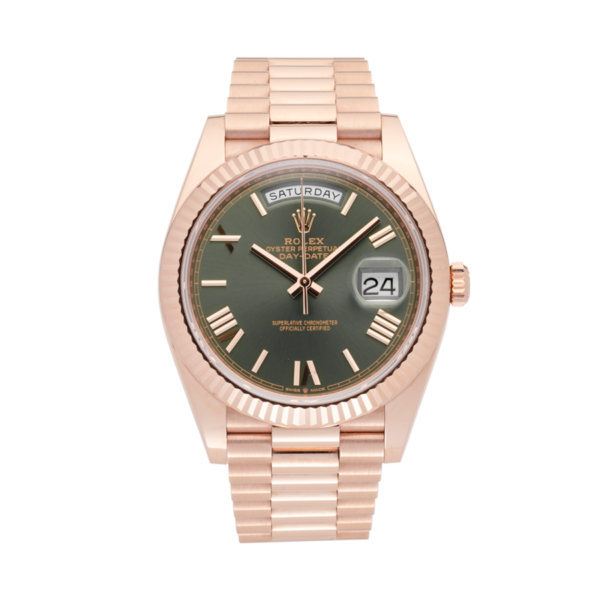 Rolex Day-date Green Dial Rose Gold Ref. 228235 Watch Front View 1